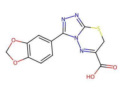 7H-1,2,4-Triazolo(3,4-b)(1,3,4)thiadiazine-6-carboxylic acid, 3-(1,3-benzodioxol-5-yl)- structure