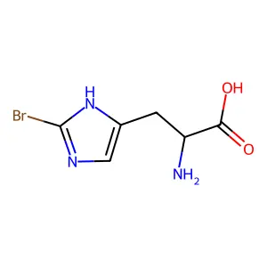 2-amino-3-(2-bromo-1H-imidazol-5-yl)propanoic acid structure