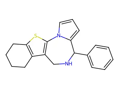 5,6,7,8,9,10-Hexahydro-4-phenyl-4H-(1)benzothieno(3,2-f)pyrrolo(1,2-a)(1,4)diazepine structure