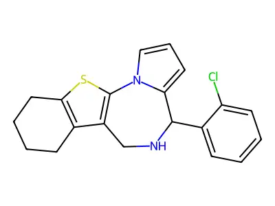 4H-(1)Benzothieno(3,2-f)pyrrolo(1,2-a)(1,4)diazepine, 5,6,7,8,9,10-hexahydro-4-(2-chlorophenyl)- structure