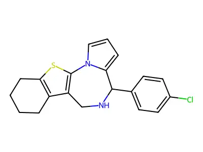 4H-(1)Benzothieno(3,2-f)pyrrolo(1,2-a)(1,4)diazepine, 5,6,7,8,9,10-hexahydro-4-(4-chlorophenyl)- structure