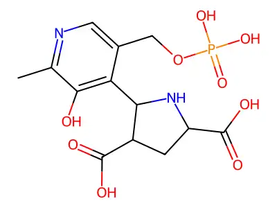 4,4-Dicarboxy-5-(pyridoxyl-5'-phosphate)proline structure
