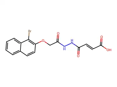 (2E)-4-(2-{[(1-bromonaphthalen-2-yl)oxy]acetyl}hydrazinyl)-4-oxobut-2-enoic acid structure