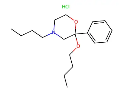 2-Butoxy-4-butyl-2-phenylmorpholine--hydrogen chloride (1/1) structure