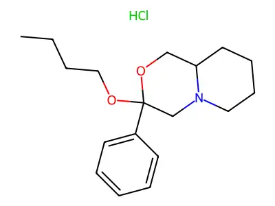 Pyrido(2,1-c)(1,4)oxazine, octahydro-3-butoxy-3-phenyl-, hydrochloride structure