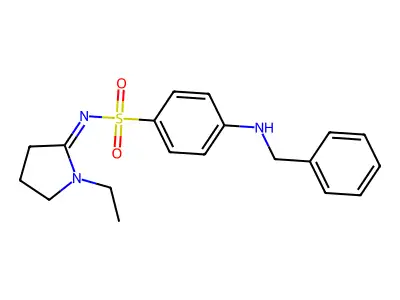 Benzenesulfonamide,N-(1-ethyl-2-pyrrolidinylidene)-4-[(phenylmethyl)amino]- structure