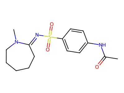 N-{4-[(1-methylazepan-2-ylidene)sulfamoyl]phenyl}acetamide structure