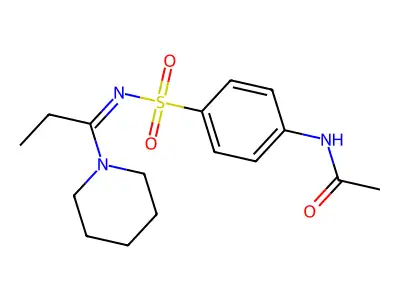 N-[4-(1-piperidin-1-ylpropylideneamino)sulfonylphenyl]acetamide structure