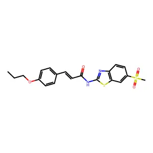 (2E)-N-[(2E)-6-(methylsulfonyl)-1,3-benzothiazol-2(3H)-ylidene]-3-(4-propoxyphenyl)prop-2-enamide structure