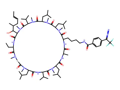 Cyclosporin A, 2-[N6-[4-(1-diazo-2,2,2-trifluoroethyl)benzoyl]-D-lysine]- structure