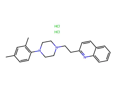 Quinoline, 2-(2-(4-(2,4-dimethylphenyl)-1-piperazinyl)ethyl)-, dihydrochloride structure