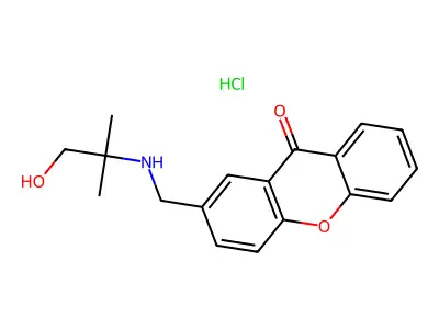 9H-Xanthen-9-one, 2-(((1-(hydroxymethyl)-1-methylethyl)amino)methyl)-, hydrochloride structure