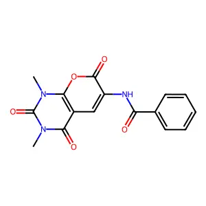 N-{1,3-dimethyl-2,4,7-trioxo-1H,2H,3H,4H,7H-pyrano[2,3-d]pyrimidin-6-yl}benzamide structure