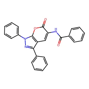 N-(6-oxo-1,3-diphenyl-1,6-dihydropyrano[2,3-c]pyrazol-5-yl)benzenecarboxamide structure