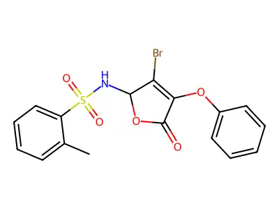 N-(3-bromo-5-oxo-4-phenoxy-2,5-dihydro-2-furanyl)-2-methylbenzenesulfonamide structure