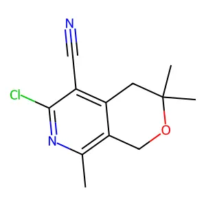6-chloro-3,3,8-trimethyl-3,4-dihydro-1H-pyrano[3,4-c]pyridine-5-carbonitrile structure