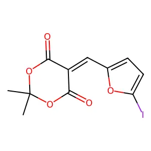 5-((5-Iodofuran-2-yl)methylidene)-2,2-dimethyl-1,3-dioxane-4,6-dione structure