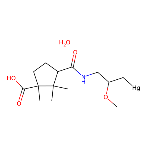 Mercury,2,3-trimethylcyclopentanecarboxamido)-2-methoxypropyl]hydroxy- structure