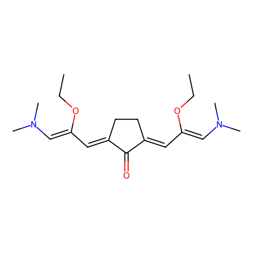 (2E,5E)-2,5-bis((Z)-3-(dimethylamino)-2-ethoxyallylidene)cyclopentanone structure