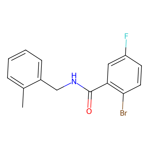 2-bromo-5-fluoro-N-[(2-methylphenyl)methyl]benzamide structure
