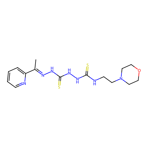 Carbonothioic dihydrazide, N''-(((2-(4-morpholinyl)ethyl)amino)thioxomethyl)-N'''-((1E)-1-(2-pyridinyl)ethylidene)- structure