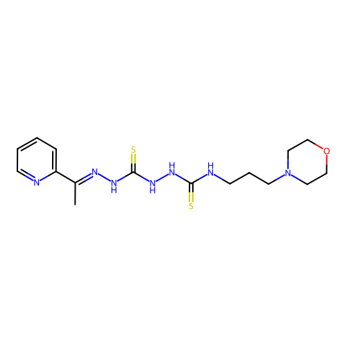 Carbonothioic dihydrazide, N''-(((3-(4-morpholinyl)propyl)amino)thioxomethyl)-N'''-((1E)-1-(2-pyridinyl)ethylidene)- structure