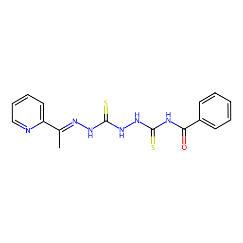 Carbonothioic dihydrazide, N''-((benzoylamino)thioxomethyl)-N'''-((1E)-1-(2-pyridinyl)ethylidene)- structure