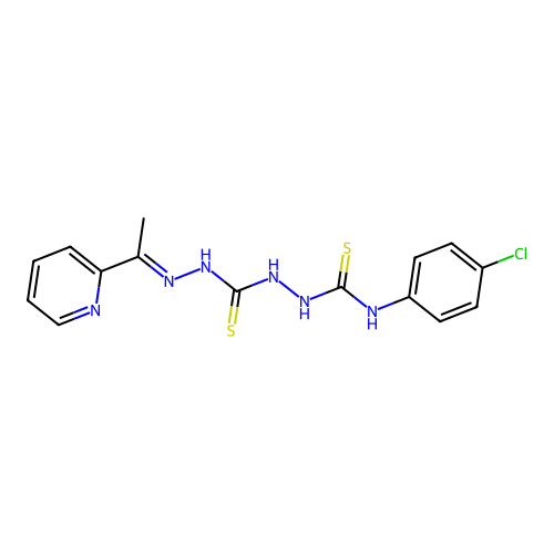 Carbonothioic dihydrazide, N''-(((4-chlorophenyl)amino)thioxomethyl)-N'''-((1E)-1-(2-pyridinyl)ethylidene)- structure