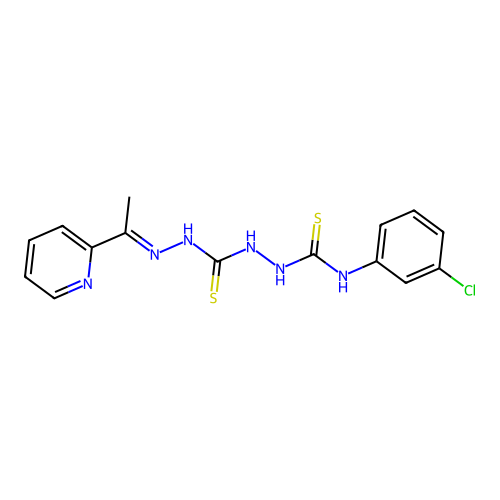 Carbonothioic dihydrazide, N''-(((3-chlorophenyl)amino)thioxomethyl)-N'''-((1E)-1-(2-pyridinyl)ethylidene)- structure