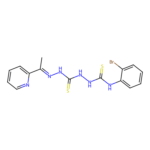 Carbonothioic dihydrazide, N''-(((2-bromophenyl)amino)thioxomethyl)-N'''-((1E)-1-(2-pyridinyl)ethylidene)- structure