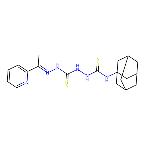 1-(1-adamantyl)-3-[[(E)-1-(2-pyridyl)ethylideneamino]carbamothioylamino]thiourea structure