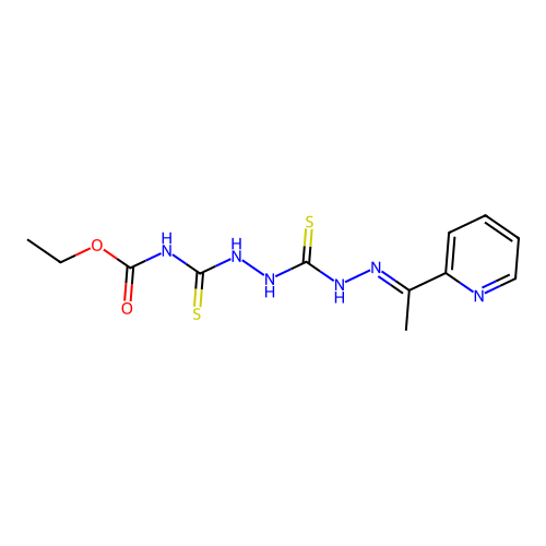 Carbamic acid, ((2-(((2E)-2-(1-(2-pyridinyl)ethylidene)hydrazino)thioxomethyl)hydrazino)thioxomethyl)-, ethyl ester structure