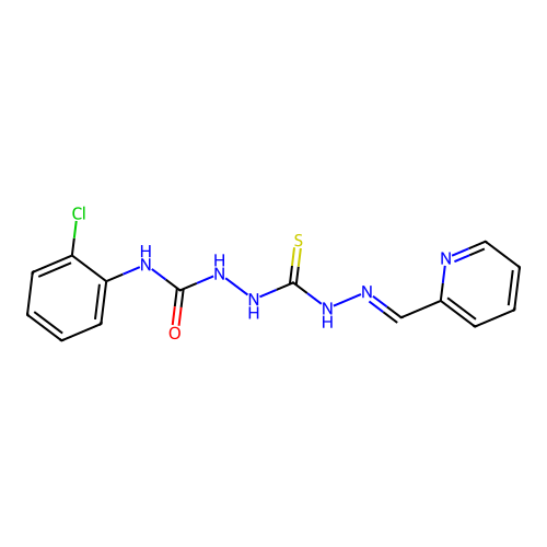 Carbonothioic dihydrazide, N''-(((2-chlorophenyl)amino)carbonyl)-N'''-((1E)-2-pyridinylmethylene)- structure