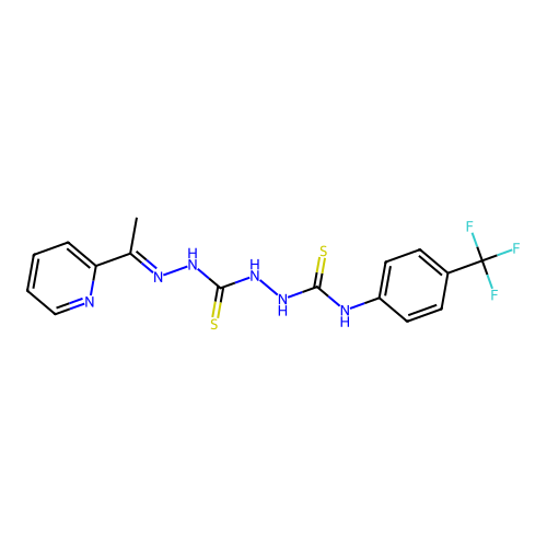 Carbonothioic dihydrazide, N''-((1E)-1-(2-pyridinyl)ethylidene)-N'''-(thioxo((4-(trifluoromethyl)phenyl)amino)methyl)- structure