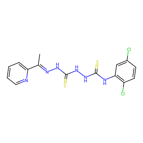 Carbonothioic dihydrazide, N''-(((2,5-dichlorophenyl)amino)thioxomethyl)-N'''-((1E)-1-(2-pyridinyl)ethylidene)- structure