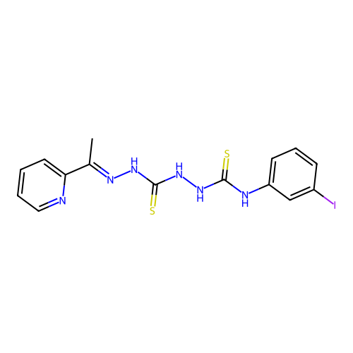 Carbonothioic dihydrazide, N''-(((3-iodophenyl)amino)thioxomethyl)-N'''-((1E)-1-(2-pyridinyl)ethylidene)- structure