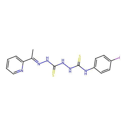 Carbonothioic dihydrazide, N''-(((4-iodophenyl)amino)thioxomethyl)-N'''-((1E)-1-(2-pyridinyl)ethylidene)- structure