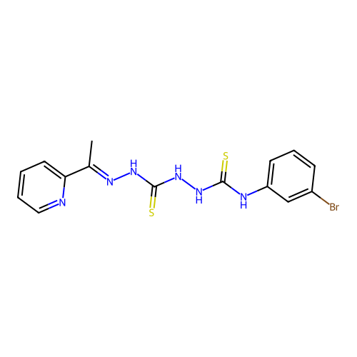 Carbonothioic dihydrazide, N''-(((3-bromophenyl)amino)thioxomethyl)-N'''-((1E)-1-(2-pyridinyl)ethylidene)- structure
