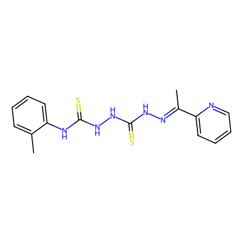 Carbonothioic dihydrazide, N''-(((2-methylphenyl)amino)thioxomethyl)-N'''-((1E)-1-(2-pyridinyl)ethylidene)- structure