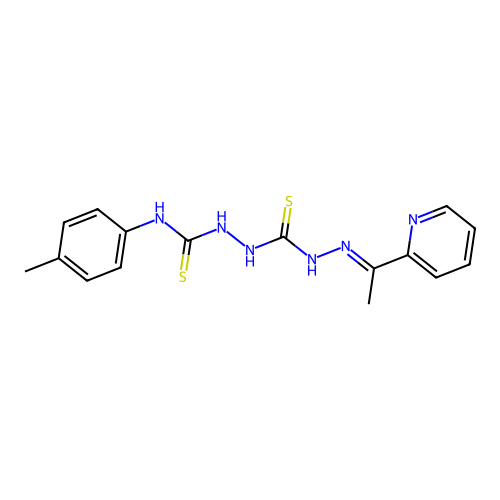 Carbonothioic dihydrazide, N''-(((4-methylphenyl)amino)thioxomethyl)-N'''-((1E)-1-(2-pyridinyl)ethylidene)- structure