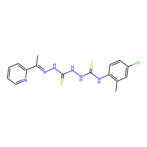 Carbonothioic dihydrazide, N''-(((4-chloro-2-methylphenyl)amino)thioxomethyl)-N'''-((1E)-1-(2-pyridinyl)ethylidene)- structure