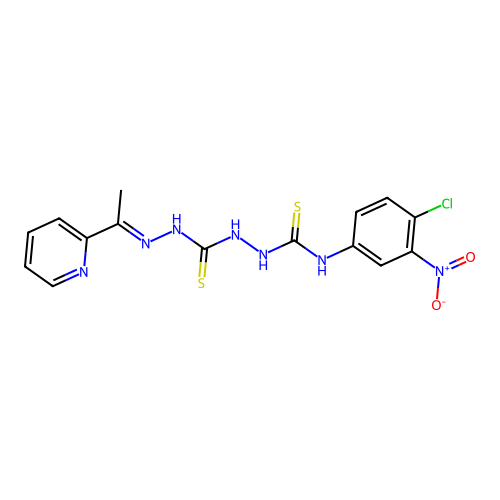 Carbonothioic dihydrazide, N''-(((4-chloro-3-nitrophenyl)amino)thioxomethyl)-N'''-((1E)-1-(2-pyridinyl)ethylidene)- structure