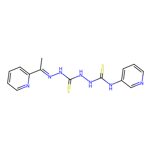Carbonothioic dihydrazide, N''-((3-pyridinylamino)thioxomethyl)-N'''-((1E)-1-(2-pyridinyl)ethylidene)- structure