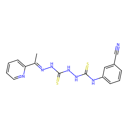 Carbonothioic dihydrazide, N''-(((3-cyanophenyl)amino)thioxomethyl)-N'''-((1E)-1-(2-pyridinyl)ethylidene)- structure