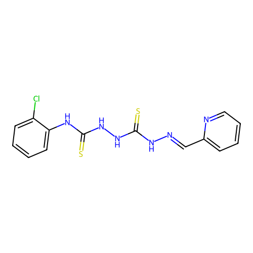 Carbonothioic dihydrazide, N''-(((2-chlorophenyl)amino)thioxomethyl)-N'''-((1E)-2-pyridinylmethylene)- structure