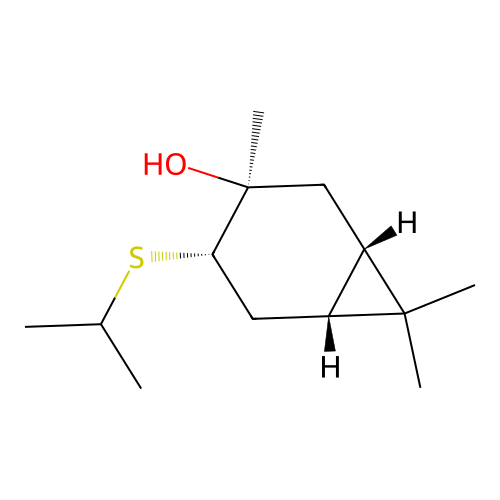 (1S,3S,4S,6R)-4-(isopropylthio)-3,7,7-trimethylbicyclo[4.1.0]heptan-3-ol structure