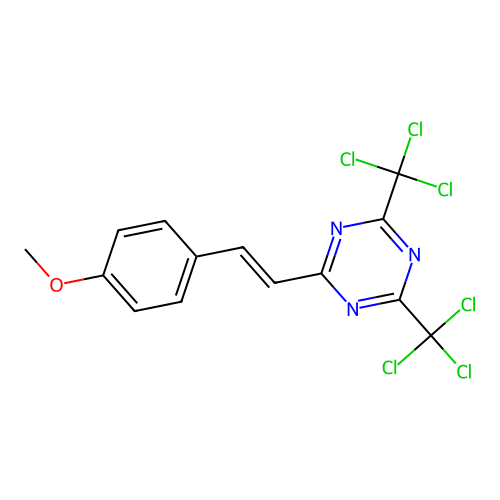 2-((1E)-2-(4-Methoxyphenyl)ethenyl)-4,6-bis(trichloromethyl)-1,3,5-triazine structure