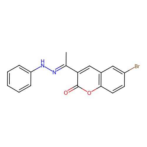 (E)-6-bromo-3-(1-(2-phenylhydrazono)ethyl)-2H-chromen-2-one structure