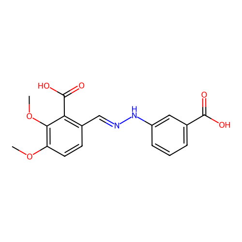 6-{(E)-[2-(3-carboxyphenyl)hydraziniumylidene]methyl}-2,3-dimethoxybenzoate structure