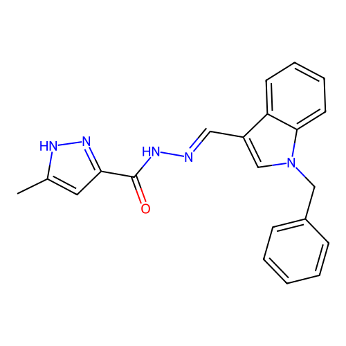 N'-[(E)-(1-benzyl-1H-indol-3-yl)methylidene]-3-methyl-1H-pyrazole-5-carbohydrazide structure